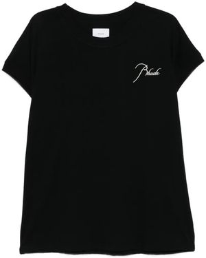 Rhude Classic Crew Neck T-Shirt With Embroidered Detail - Black