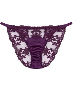 Fleur Of England Cecilia Satijnen Slip Met Kanten Afwerking - Paars