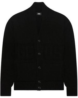Gcds Shawl-Collar Buttoned Cardigan - Black