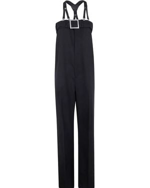 Jean Paul Gaultier Wool Tailored Overall With Suspender - Blue