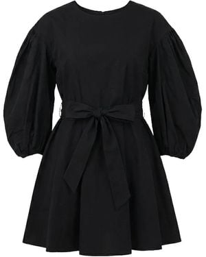 Valentino Garavani Belted Puff-Sleeve Dress - Black