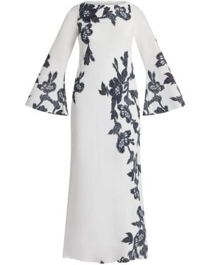 Hemant & Nandita Vestido largo Aahi con motivo floral - Blanco