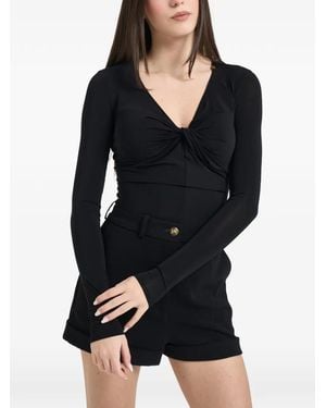 Elisabetta Franchi Knot Long-Sleeve Top - Black