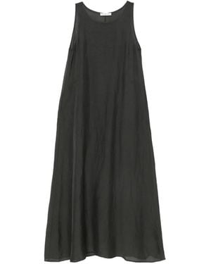 Whyci Slub-Texture Sleeveless Maxi Dress - Black