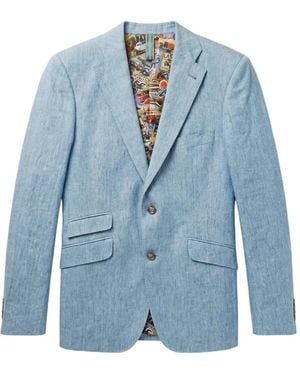ABSEITS Graphic-Inlay Tailored Blazer - Blue