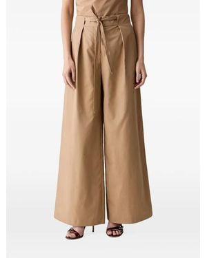 KARL LAGERFELD Tie-Waist Pleated Trousers - Natural