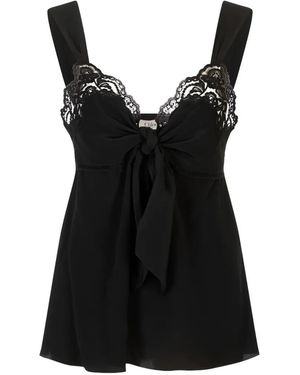 Chloé Lace-Trim Bow-Detail Sleeveless Blouse - Black