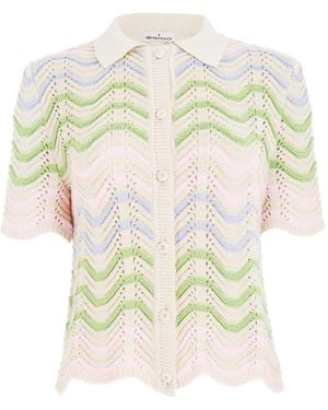 Agua Bendita Brooks Chevron-Knit Short-Sleeve Shirt - White
