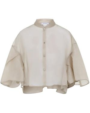 Max Mara Draped silk cape - Blanco