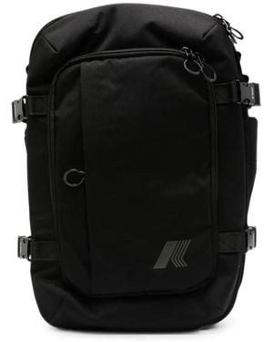 K-Way Salomette Buckled-Strap Logo-Print Backpack - Black