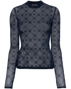 Marine Serre Moonogram Mesh Longsleeved Top - Blue