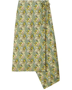 Tory Burch Silk Wrap Skirt - Green