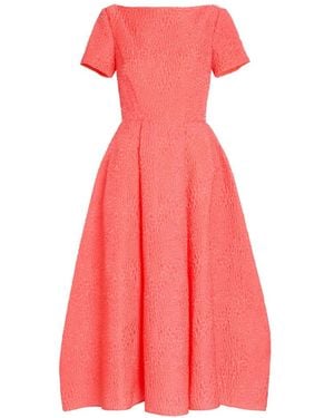 ROKSANDA Vaela Cloqué Boat-Neck Midi Dress - Pink