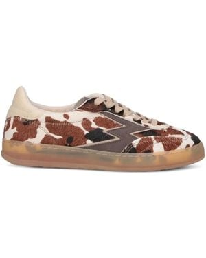 MOA Cow Print Club Trainers - Brown