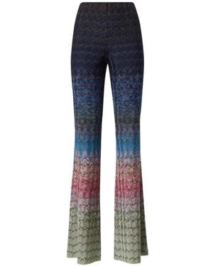 Missoni Zigzag-Knit Flared Pants - Blue
