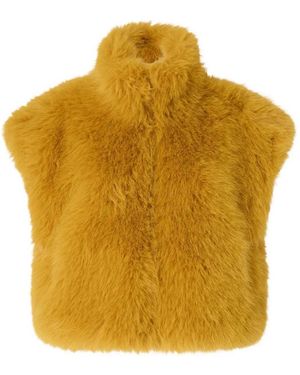 Pinko Plush Boxy Gilet - Yellow