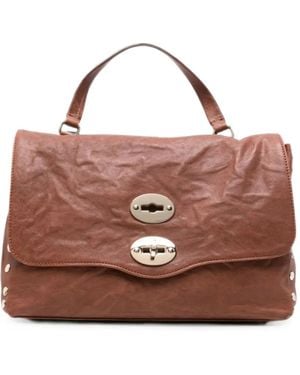 Zanellato Postina Stud-Embellished Leather Tote Bag - Brown