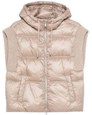 Peserico Hooded Quilted Vest - Natural