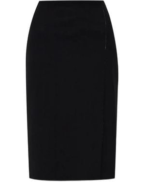 Jil Sander Falda Midi Con Dobladillo Sin Rematar - Negro