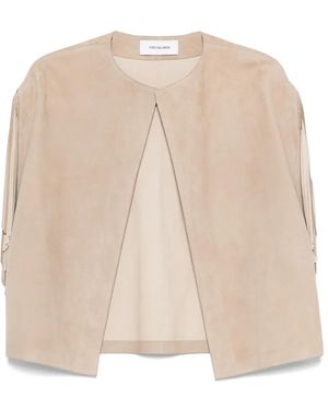Yves Salomon Fringed-Trim Jacket - Natural