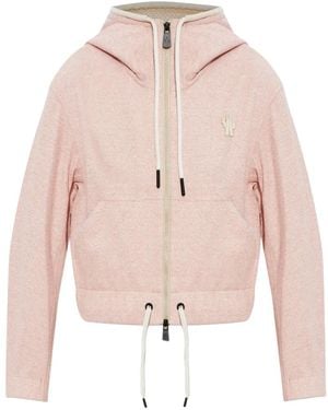 Moncler Logo-Patch Hoodie - Pink