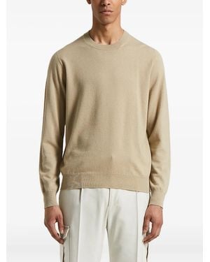 Peserico Round-Neck Virgin-Wool Sweater - Natural