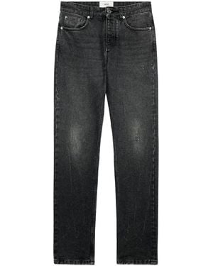 Ami Paris Vaqueros Rectos Con Parche Del Logo - Gris