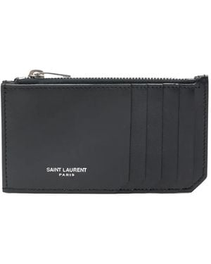 Saint Laurent Kartenetui Mit Reißverschluss - Grau