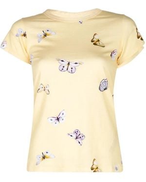 Rag & Bone Butterfly-Print T-Shirt - Natural