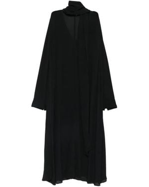 TOTEME Scarf-Detail V-Neck Maxi Dress - Black