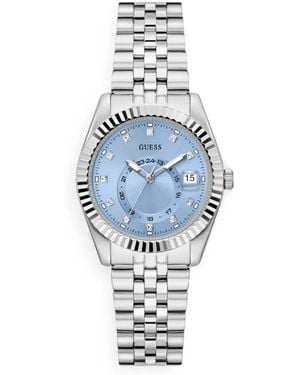 Guess Jada Silberfarbene Datumsuhr Mit Mehreren Funktionen - Blau