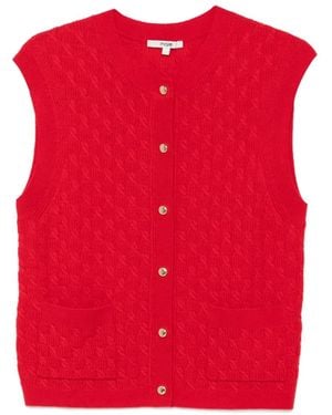 Maje Cable-Knit Sleeveless Cardigan - Red