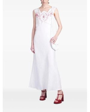 Holy Caftan Embroidery-Detail Midi Dress - White