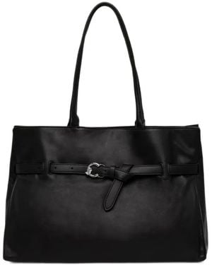 Coccinelle Buckled Calf Leather Tote Bag - Black