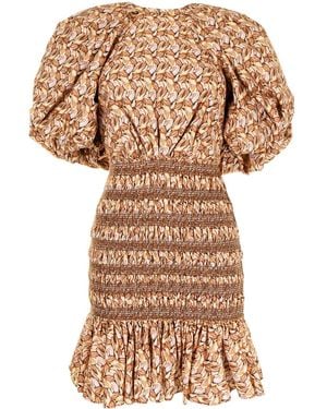 Acler Brooks Graphic-Print Dress - Brown