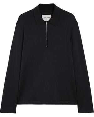 Jil Sander Cotton Piquet Polo T-Shirt - Black