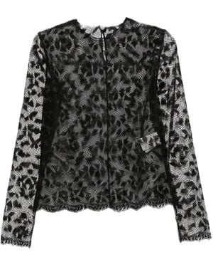 Fendi Lace Long-Sleeve Top - Black