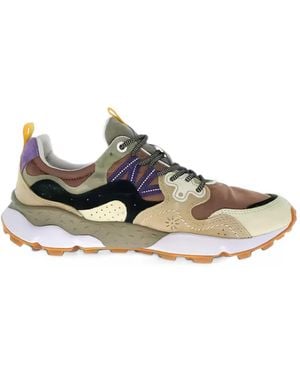 Flower Mountain Yamano 3 Uni Suede Panelled Trainers - White