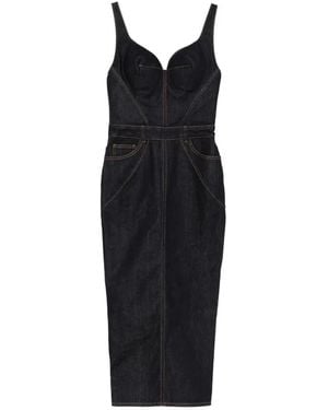 Givenchy Denim Midi-Jurk Met Zak - Zwart