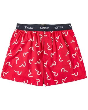Evisu Seagull-Print Boxers - Red