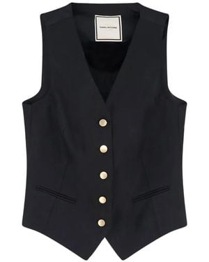 Tagliatore Button-Front V-Neck Vest - Blue