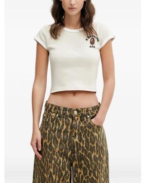 A Bathing Ape Logo-Print T-Shirt - Brown