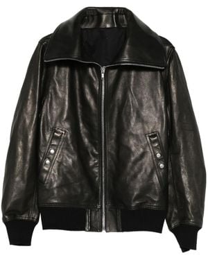 Rick Owens Zip-Up Leather Jacket - Black