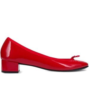 Repetto Bow-Detail Block-Heel Pumps - Red