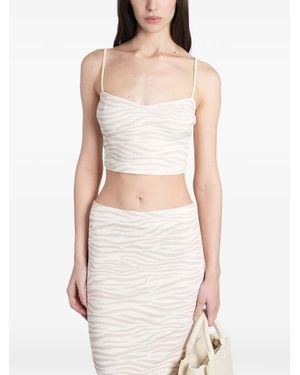 MC2 Saint Barth Zebra-Print Cropped Top - White