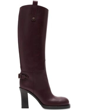 Burberry 85Mm Cavalier Calf Leather Boots - Red