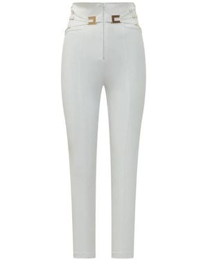 Elisabetta Franchi Tone Plaque Stirrup-Detail Trousers - Grey