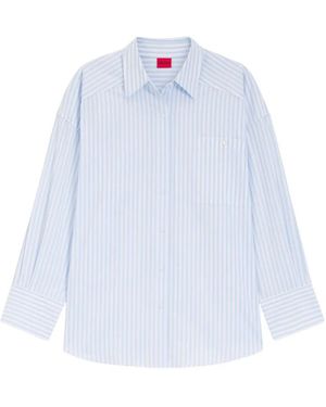 HUGO Camicia A Righe Con Tasca - Blu
