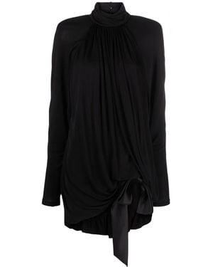 Saint Laurent Draped Jersey Dress - Black