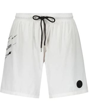 Philipp Plein Logo-Patch Graphic-Print Swim Shorts - White